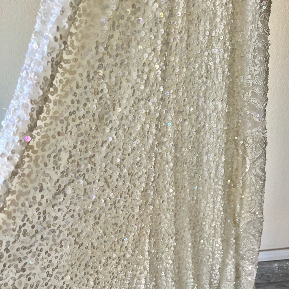 White tank sequins lace formal dress
